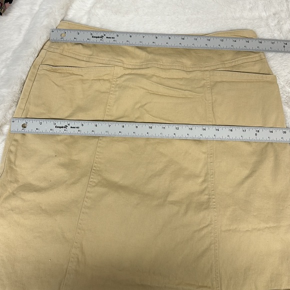 Chaus Skirt Beige Khaki Side Zip Knee Length Stretch vintage 12 cotton spandex - Picture 7 of 7